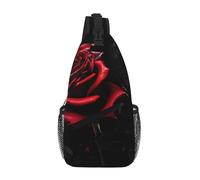 gopoo Red And Roses Sac de poitrine en bandoulière - Sac à dos fin pour homme et femme - Sac à bandoulière léger et décontracté