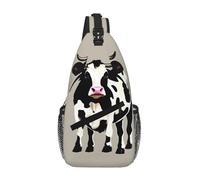 gopoo Sac à bandoulière en forme de vache à pois noirs - Sac à dos fin pour homme et femme - Sac à bandoulière léger décontracté