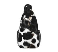 gopoo Sac à bandoulière en fourrure de vache - Sac à dos fin pour homme et femme - Léger - Sac à bandoulière décontracté
