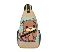 gopoo Sac à bandoulière mignon en forme de loutre - Sac à dos fin pour homme et femme - Sac à bandoulière léger et décontracté