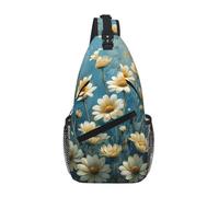 gopoo Sac à dos à bandoulière blanc marguerite - Sac à dos fin à bandoulière léger pour homme et femme - Sac à bandoulière décontracté