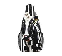 gopoo Sac à dos à bandoulière en forme de vache de lait noir et blanc - Sac à dos fin à bandoulière léger pour homme et femme