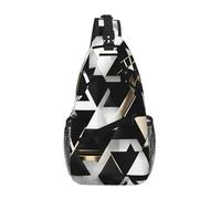 gopoo Sac à dos à bandoulière triangulaire noir blanc doré - Sac à dos fin pour homme et femme Sac à bandoulière de voyage léger décontracté