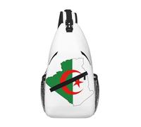 gopoo Sac à dos en bandoulière avec carte du drapeau de l'Algérie - Sac à dos fin à bandoulière léger pour homme et femme - Sac à bandoulière décontracté