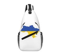 gopoo Sac à dos en bandoulière avec carte du drapeau de l'Ukraine - Sac à dos fin à bandoulière léger pour homme et femme - Sac à bandoulière décontracté