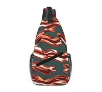 gopoo Sac de poitrine à motif bacon - Sac à dos fin à bandoulière pour homme et femme - Sac à bandoulière léger et décontracté
