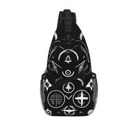 gopoo Supernatural Symbols Sac à bandoulière noir - Sac à dos fin à bandoulière pour homme et femme - Sac à bandoulière léger décontracté