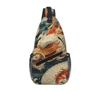 gopoo The White Dragon And The Moon Sac à dos à bandoulière fin pour homme et femme Sac à bandoulière léger décontracté