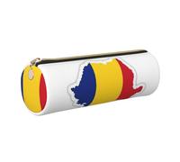 gopoo Trousse à crayons en cuir avec drapeau de la Roumanie - Fine et esthétique - Pochette de rangement pour papeterie avec anneau en métal portable, doré, Taille unique, Porte-cartes