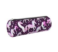 gopoo Trousse à crayons en cuir rose avec motif licornes et anneau en métal, Argenté., Taille unique, Porte-cartes
