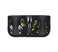 gopoo Trousse à crayons en toile avec microphone et notes de musique - Rangement organisé pour voyage et usage quotidien - Trousse à crayons et maquillage