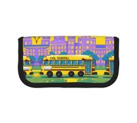 gopoo Trousse à crayons en toile avec motif bus scolaire - Rangement organisé pour les voyages et un usage quotidien - Trousse de maquillage