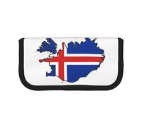 gopoo Trousse à crayons en toile avec motif carte du drapeau de l'Islande - Rangement organisé pour voyage et usage quotidien - Trousse à crayons et maquillage