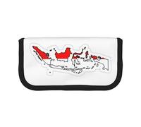 gopoo Trousse à crayons en toile avec motif carte du drapeau indonésien - Rangement organisé pour voyage et usage quotidien - Trousse à crayons et maquillage