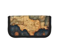 gopoo Trousse à crayons en toile avec motif carte du Texas Old Texas - Rangement organisé pour voyage et usage quotidien - Trousse de maquillage