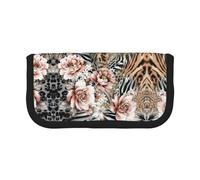 gopoo Trousse à crayons en toile avec motif léopard et fleur rose - Rangement organisé pour voyage et usage quotidien - Trousse de maquillage