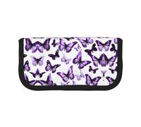 gopoo Trousse à crayons en toile avec papillons blancs et violets - Rangement organisé pour voyage et usage quotidien - Trousse à crayons et maquillage