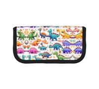 gopoo Trousse à crayons en toile colorée avec motif dinosaures de dessin animé - Rangement organisé pour voyage et usage quotidien - Trousse à crayons et maquillage