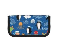 gopoo Trousse à crayons en toile mignonne et tortue pingouin - Rangement organisé pour les voyages et un usage quotidien - Trousse à crayons, trousse de maquillage