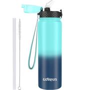 GOPPUS 1L/32oz Bouteille d'eau en Acier Inoxydable avec Paille 1 Litre Bouteille d'eau Thermique Chaude à Double Paroi en Acier Bouteilles d'eau Isolées Bouteille d'eau Froide étanche Adulte