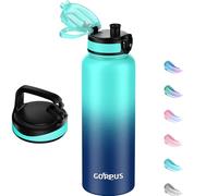 GOPPUS Gourde isotherme en acier inoxydable de 1,2 l avec paille infuseur, 2 couvercles, sans BPA, anti-fuite, convient pour les boissons gazeuses, le vélo, le sport, le thé