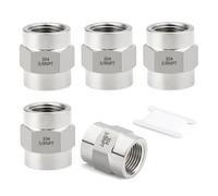 GORAGUCHI Lot de 5 raccords de tuyau de forge en acier inoxydable 304, raccord de tuyau femelle 3/8" NPT femelle x 3/8" NPT, pour carburant/air/liquide/huile/gaz