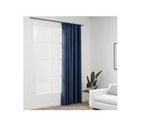 vidaXL Rideau occultant d'aspect de lin avec crochets Bleu 290x245 cm