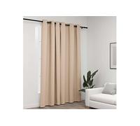 Vidaxl Rideau Occultant Aspect De Lin Avec ¿Illets Beige 290x245 Cm