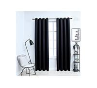 Vidaxl Rideaux Occultants Avec Anneaux En Mã©Tal 2 Pcs Noir 140x175 Cm