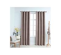 Gordijn verduisterend met metalen ringen 2 st 140x225 cm taupe134477