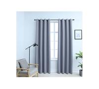 Vidaxl Rideaux Occultants Avec Anneaux En Mã©Tal 2 Pcs Gris 140x245 Cm