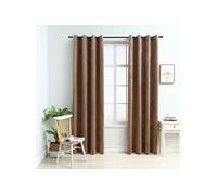 Gordijn verduisterend met ringen 2 st 140x175 cm fluweel beige134504