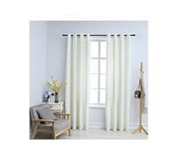 Rideau vidaXL Rideaux occultants avec anneaux 2 pcs Velours Crème 140x245 cm