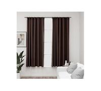 Vidaxl Rideaux Occultants Aspect Lin Et Crochets 2 Pcs Taupe 140x175cm