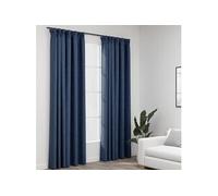 vidaXL Rideaux occultants aspect lin – 2 pièces avec crochets – Bleu 140 x 225 cm