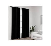 2x Rideaux Occultants Aspect Lin avec Crochets Gris 140x245 cm Fenêtre vidaXL