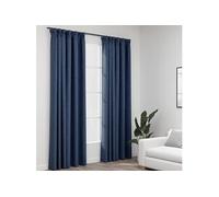 vidaXL Rideaux occultants aspect lin avec crochets 2pcs Bleu 140x245cm 321182