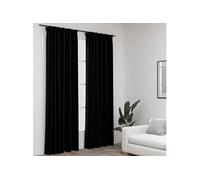 Gordijnen linnen-look verduisterend haken 2 st 140x245 cm zwart321158