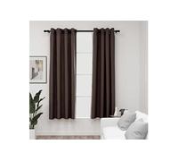 Gordijnen linnen-look verduisterend ogen 2 st 140x175 cm taupe321200
