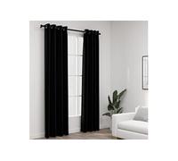 Vidaxl Rideaux Occultants Aspect Lin Avec ÅIllets 2 Pcs Noir 140x245cm
