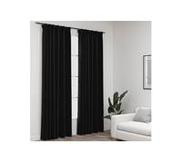 Rideaux occultants aspect lin crochet 2pcs Anthracite 140x225cm