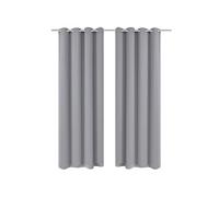 Gordijnen met metalen ringen verduisterend 135x175 grijs 2 st132202