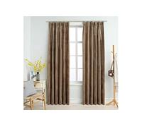 Gordijnen verduisterend 2 st met haken 140x175 cm fluweel beige134508