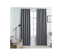 Gordijnen verduisterend met haken 2 st 140x175 cm grijs134430