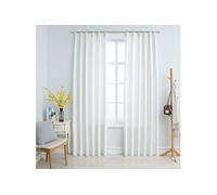 Rideaux occultants avec crochets 2 pcs Blanc cassé 140x225 cm