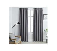 Gordijnen verduisterend met haken 2 st 140x225 cm grijs134431