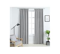 Gordijnen verduisterend met haken 2 st 140x245 cm grijs134469