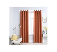 Vidaxl Rideaux Occultants Et Anneaux En Métal 2 Pcs Rouille 140x175 Cm