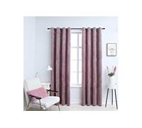 Gordijnen verduisterend met ringen 2 st 140x225 cm fluweel roze134521
