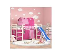 vidaXL Rideaux pour lit mezzanine – Tunnel inclus, poches de rangement – Polyester rose